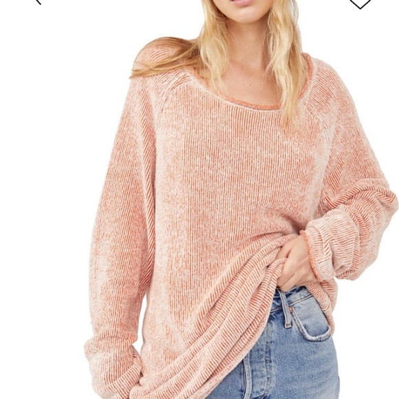 NWT! FREE PEOPLE size L carrot combo tunic sweater with rolled up hem